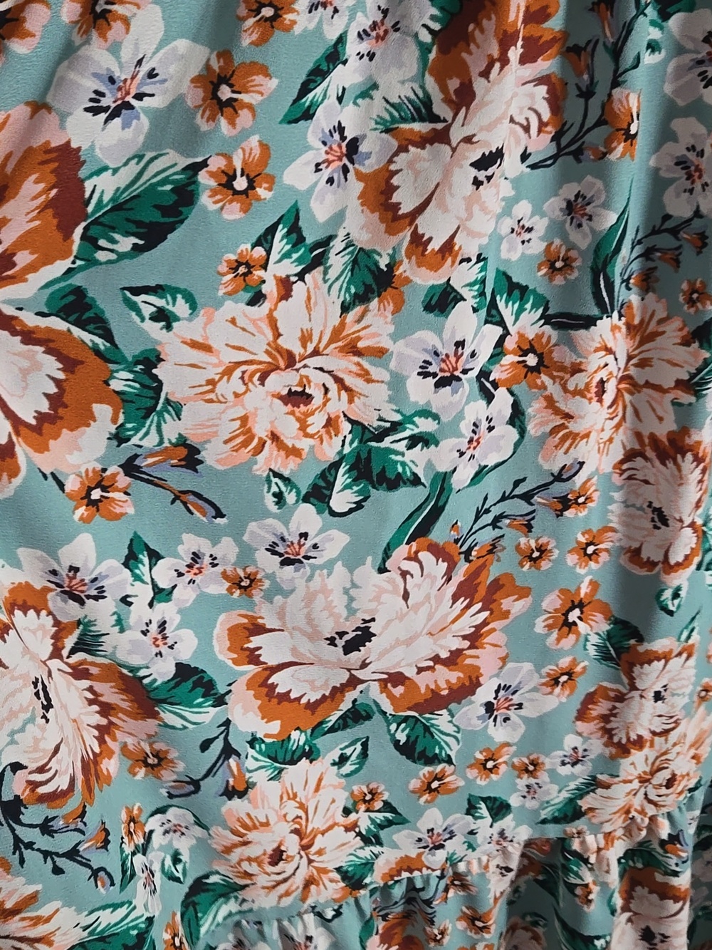 LC Lauren Conrad Teal Floral Smocked Dress With Balloon Sleeves, 2XL - Picture 5 of 6
